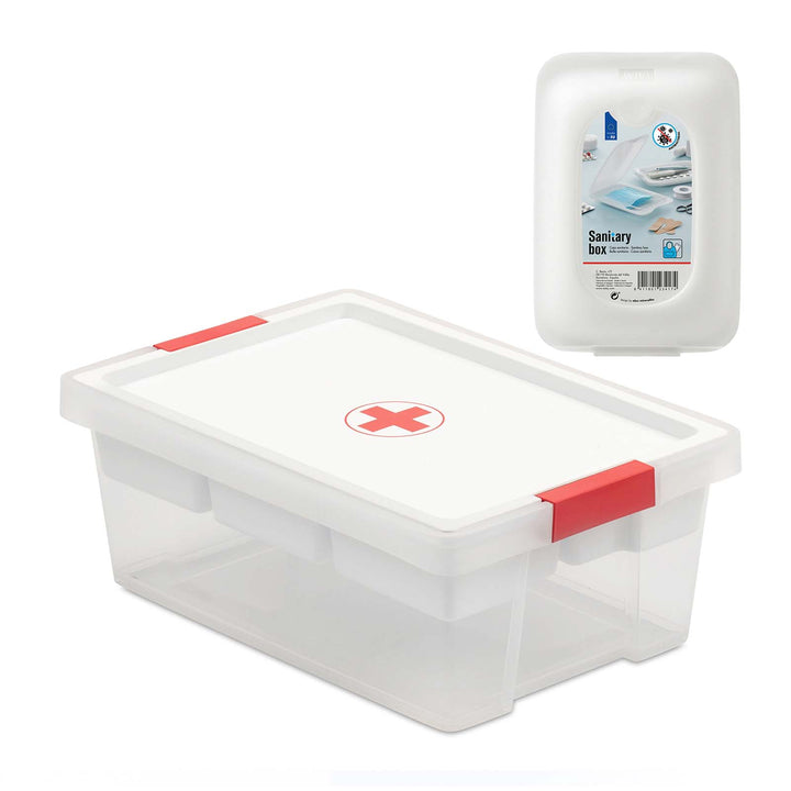 TATAY - Kit Caja Botiquín Cruz Roja 7L con Organizador y 1 Sanitary Box Incluido