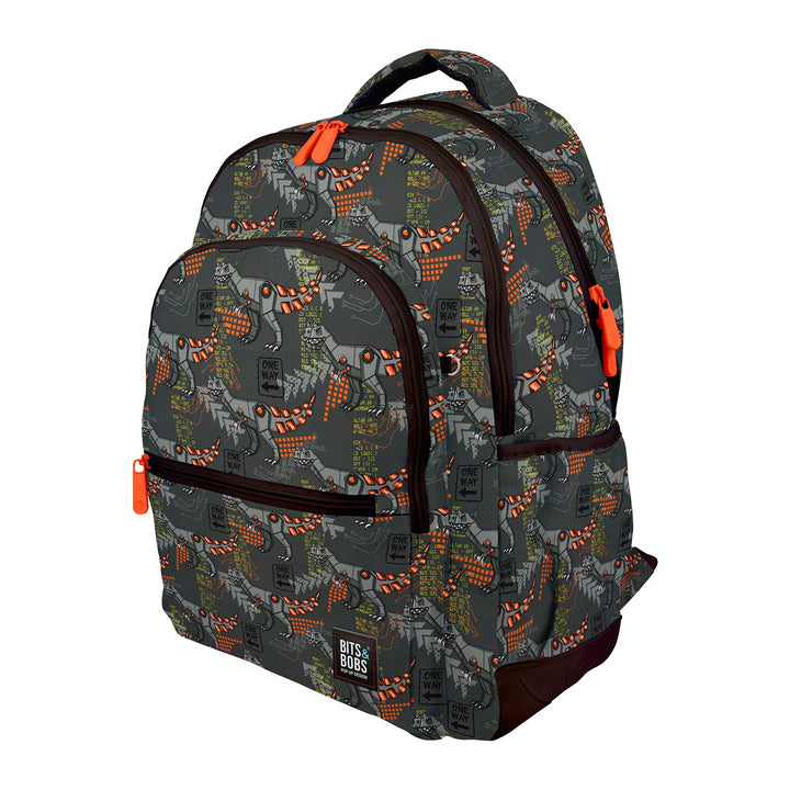 Grafoplás - Mochila Escolar 3 Cremalleras con Divisor para Portátil. Adaptable Carrito. Rex