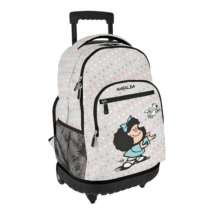 Grafoplás Design - Mochila Escolar 3 Cremalleras y Carrito Integrado. Acolchada. Mafalda Bird