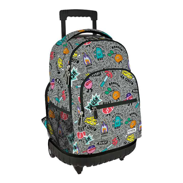 Grafoplás Design - Mochila Escolar 3 Cremalleras y Carrito Integrado. Acolchada. Random