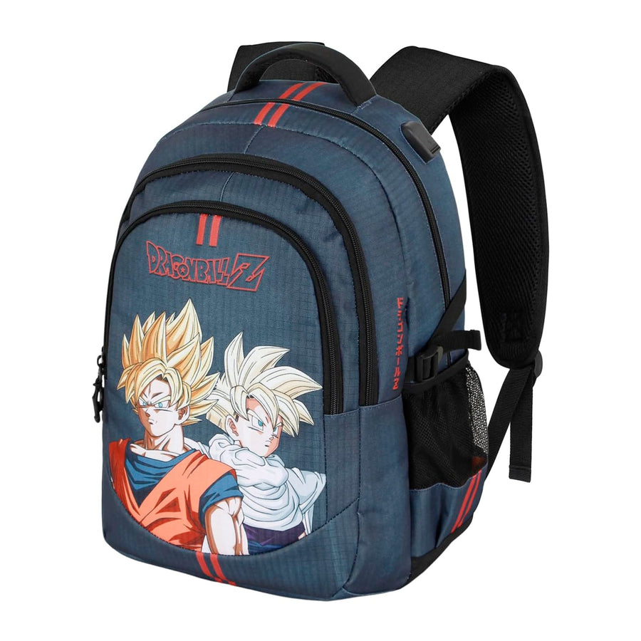 DRAGON BALL Unity - Mochila Escolar Impermeable Running Plus para Portatil y USB. Azul