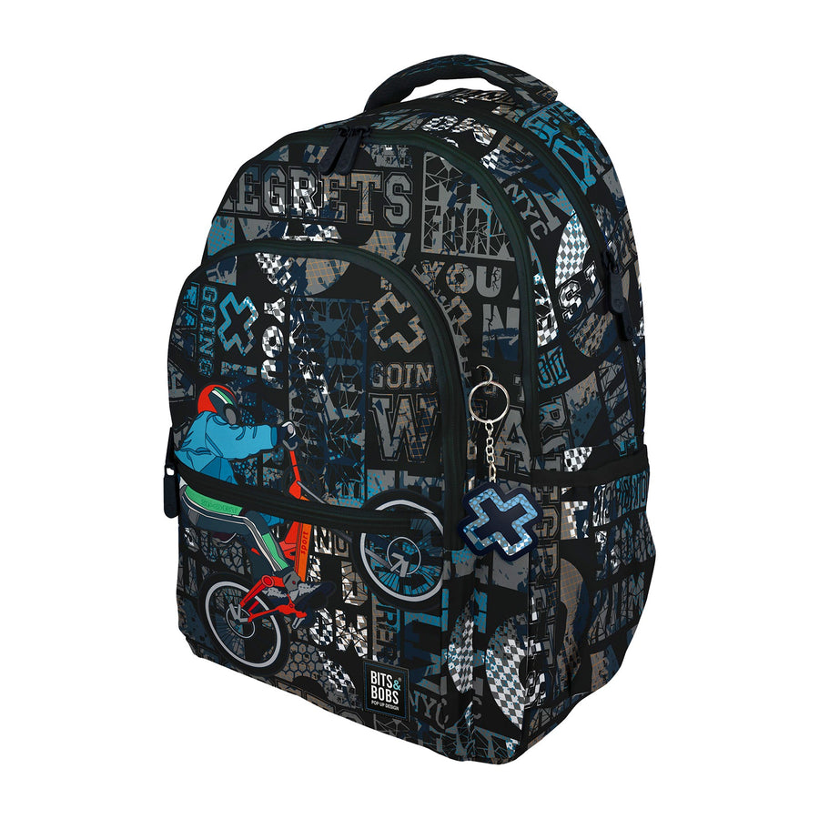 Grafoplás - Mochila Escolar 3 Cremalleras con Divisor para Portátil. Adaptable Carrito. Cross