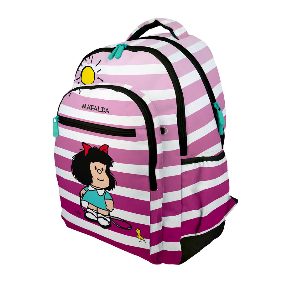 Grafoplás - Mochila Escolar 3 Cremalleras con Divisor para Portátil. Adaptable Carrito. Mafalda Birdie