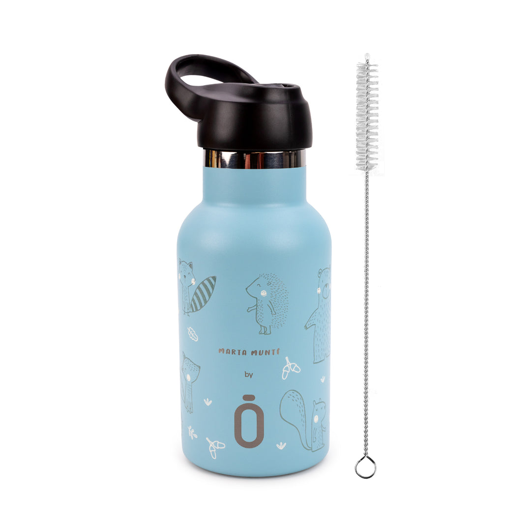 Runbott Marta Munté - Botella Térmica Infantil de 0.35L con Interior Cerámico. Forest Azul