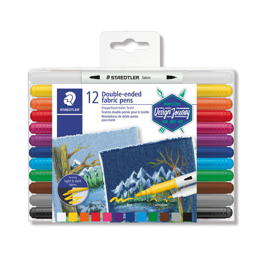 STAEDTLER Design Journey - Caja de 12 Rotuladores para Textiles de Doble Punta