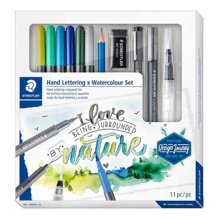 STAEDTLER Design Journey - Set Creativo de 11 Piezas para Lettering y Acuarela