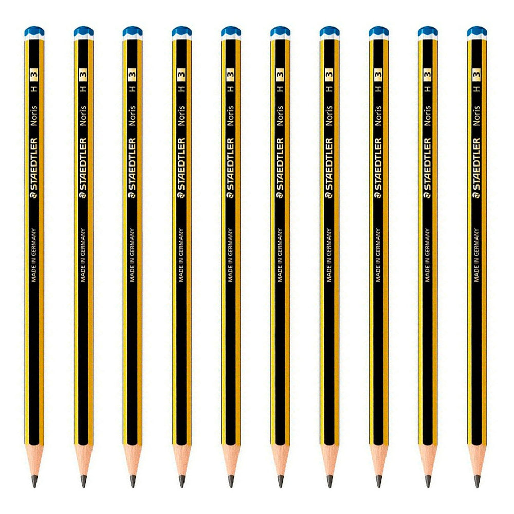 STAEDTLER - Set de 10 Lápices de Grafito Hexagonal 3H, Madera Certificada Etiqueta PECF