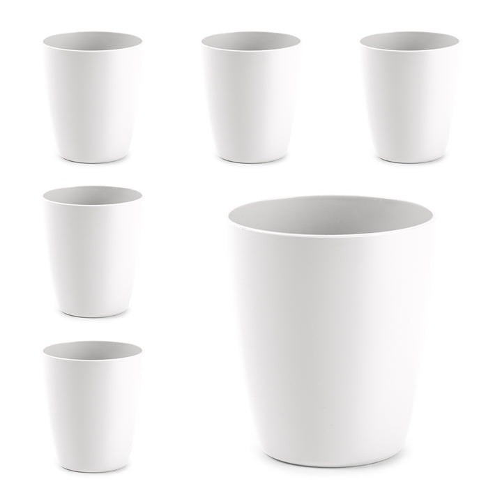 Plastic Forte Classic  - Set de 6 Vasos de Agua de 400 ml Reutilizables. Ideal Fiestas. Blanco