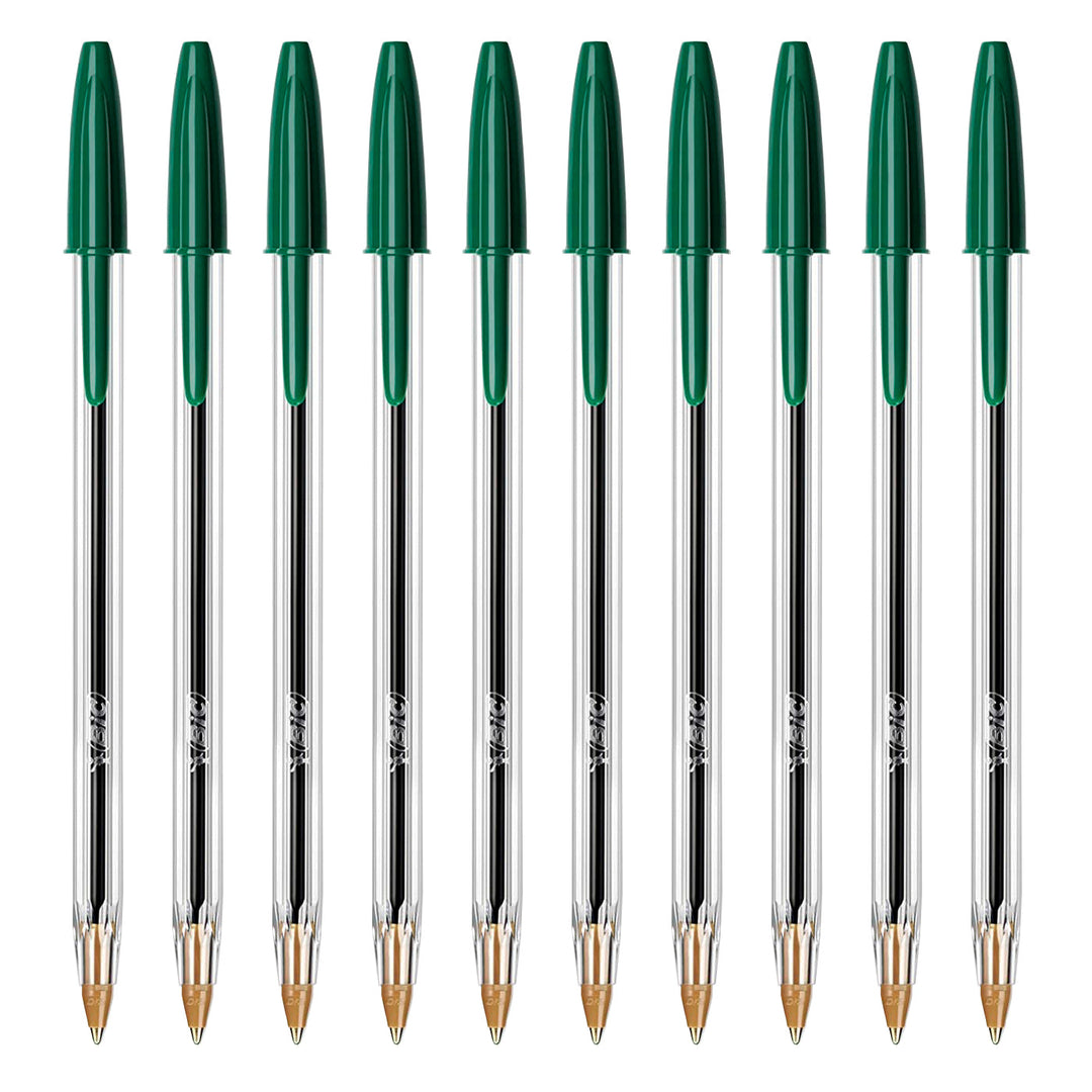 BIC - Set de 10 Bolígrafos Cristal Original Medium de Tinta de Aceite. Verde