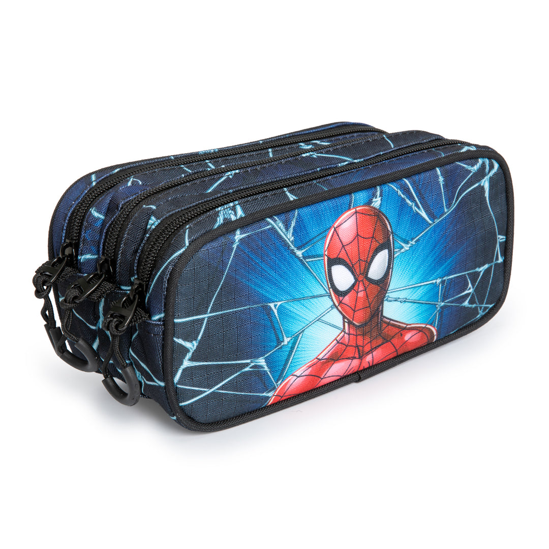 MARVEL Spiderman Maximum - Estuche Escolar Triple Portatodo Tres Cremalleras TRICK FAN