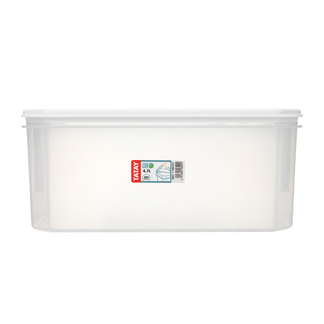 TATAY Top Flex - Recipiente Rectangular Plano 4.7L con Cierre a Presión. Blanco