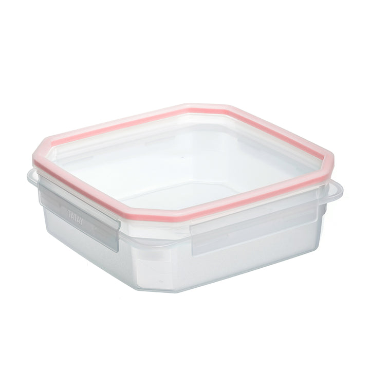TATAY Clip Safe - Recipiente Hermético Cuadrado 1.3L con Cierre de Pestañas. Rojo