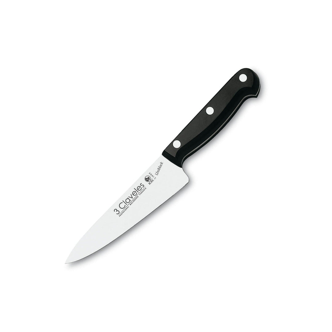 3 Claveles Uniblock - Cuchillo Cocinero Profesional 13 cm Acero Inoxidable. Mango POM