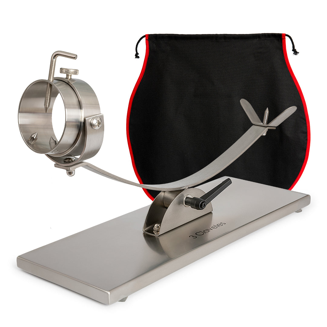 3 Claveles 01743 - Soporte Jamonero Basculante en Acero con Cabezal Giratorio y Cubre Jamón