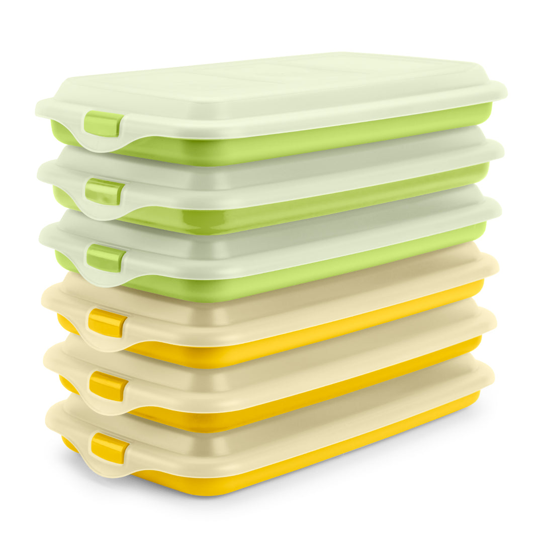 IBILI Deli - Lote de 6 Recipientes Apilables Porta Embutidos y Alimentos. Amarillo y Verde