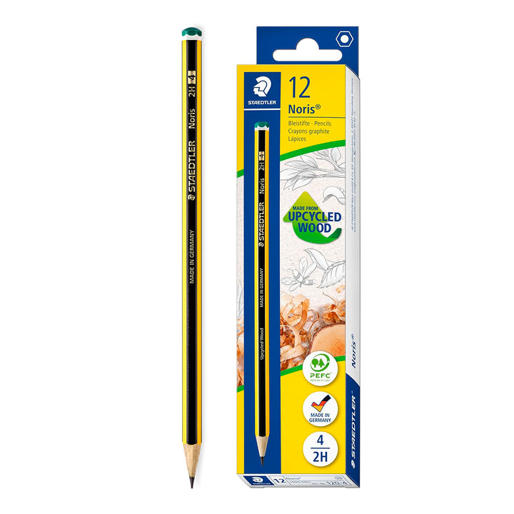 STAEDTLER - Set de 12 Lápices de Grafito Hexagonal 2H. Madera Certificada Etiqueta PECF