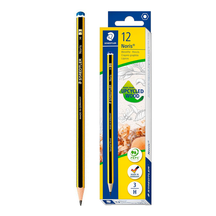 STAEDTLER - Set de 12 Lápices de Grafito Hexagonal 3H. Madera Certificada Etiqueta PECF