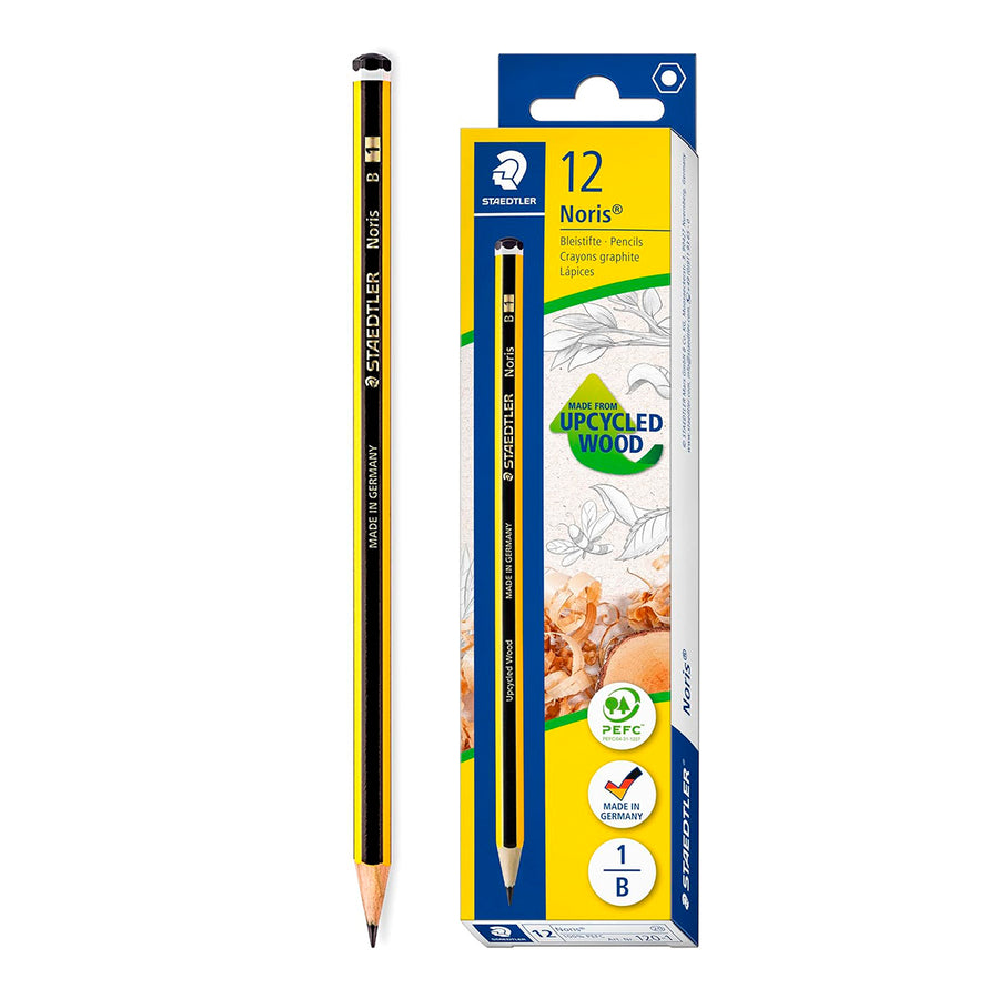 STAEDTLER - Set de 12 Lápices de Grafito Hexagonal 1B. Madera Certificada Etiqueta PECF