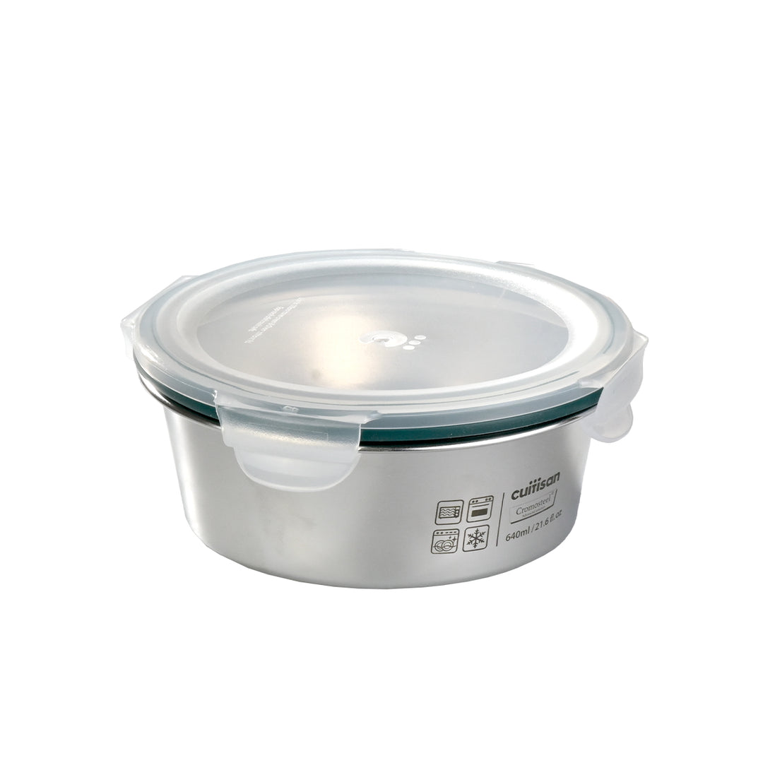 Cuitisan Simple - Recipiente Redondo de 0.6L en Acero Inoxidable Apto Microondas