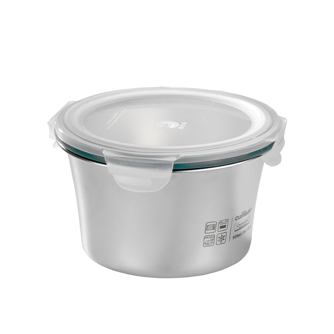 Cuitisan Simple - Recipiente Redondo de 0.9L en Acero Inoxidable Apto Microondas