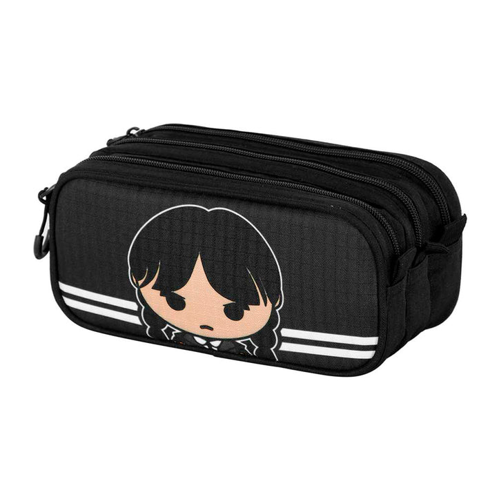 WEDNESDAY Miercoles Addams - Estuche Escolar Triple Portatodo Tres Cremalleras TRICK FAN