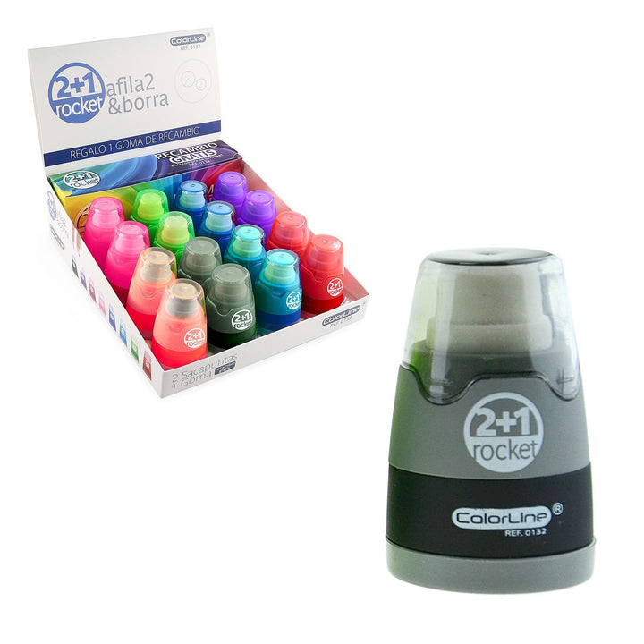 Goma con Sacapuntas Doble SDI "Rocket" con Recambio. Color