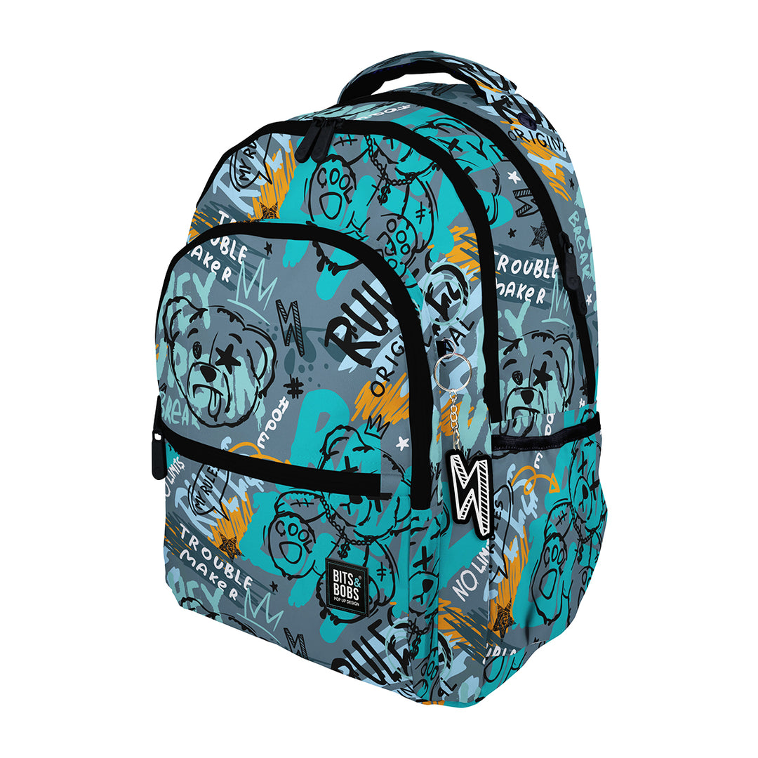 Grafoplás - Mochila Escolar 3 Cremalleras con Divisor Portátil Adaptable Carrito. Bear