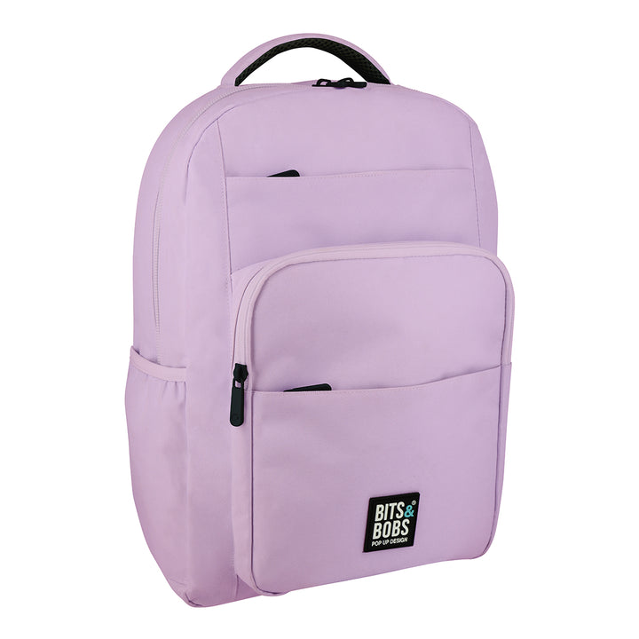 Grafoplás TidyBag - Mochila Juvenil de Multiples Bolsillos y Cremalleras para Portatil. Lavanda