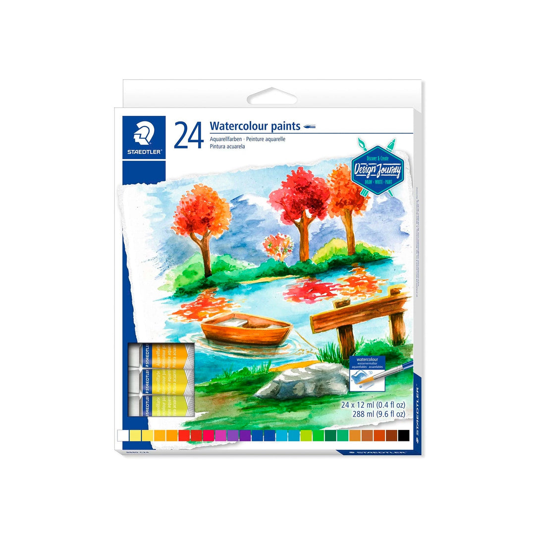 STAEDTLER Design Journey - Set de 24 Tubos de Pintura Acuarela en Colores Surtidos