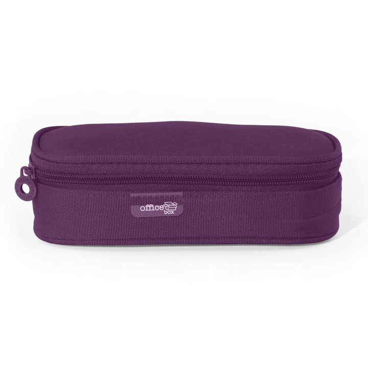 Mega - Estuche Portatodo Escolar Ovalado Multiuso con Solapa. Morado