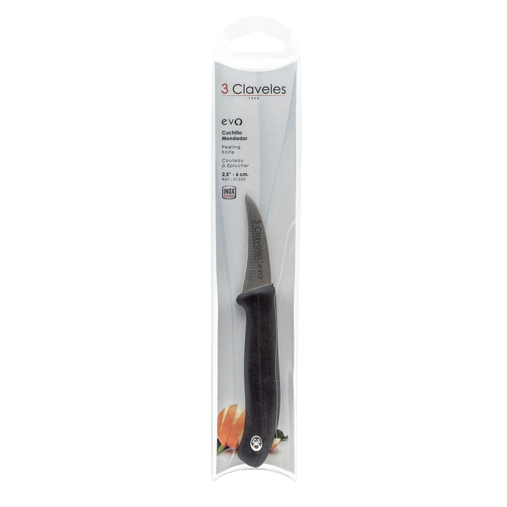 3 Claveles EVO - Cuchillo Mondador 6 cm Acero Inoxidable Mango Polipropileno