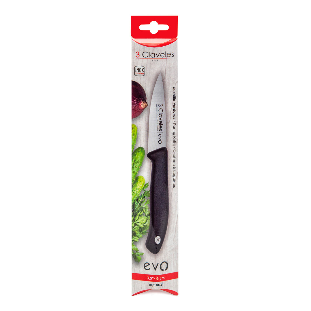 3 Claveles EVO - Cuchillo de Verduras 9 cm Acero Inoxidable Mango Polipropileno