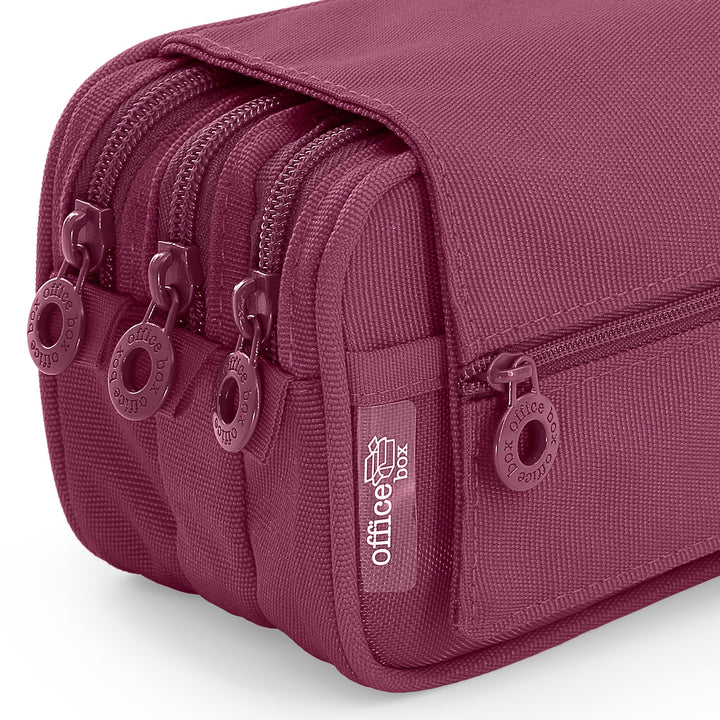 ColePack Pro - Estuche Triple de 3 Cremalleras con Material Escolar Incluido. Morado