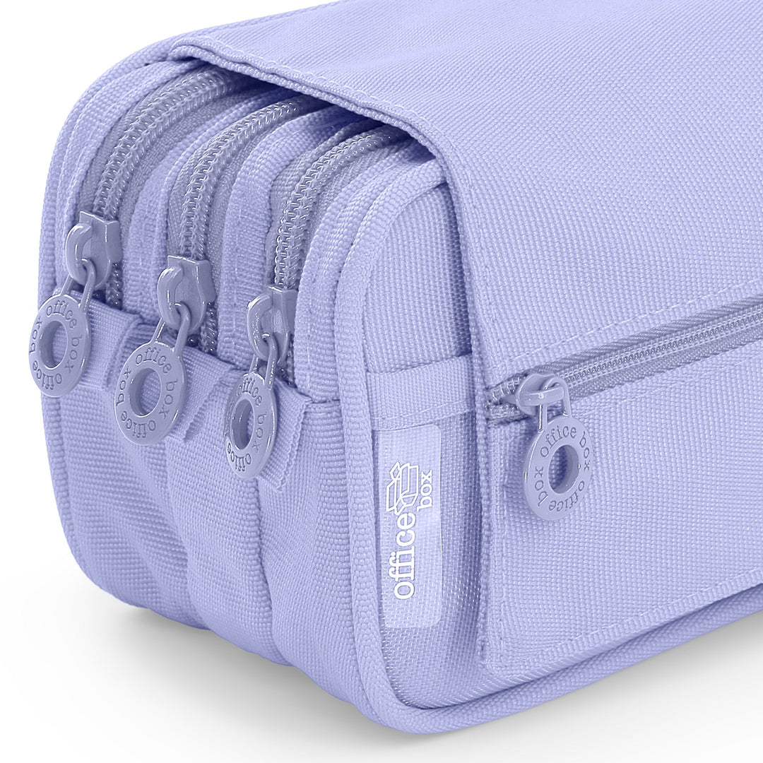 ColePack Pro - Estuche Triple de 3 Cremalleras con Material Escolar Incluido. Violeta