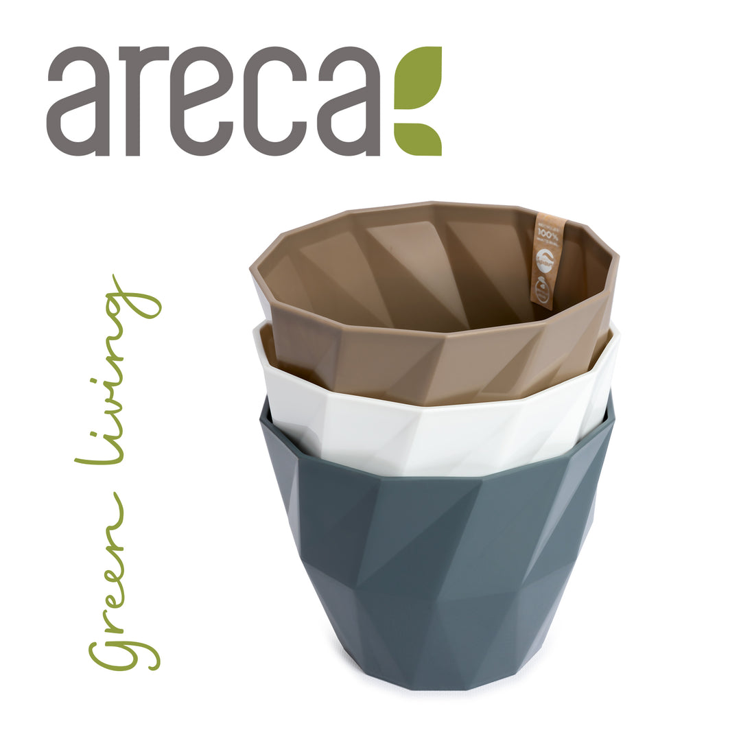 Areca Quartz - Maceta Redonda Decorativa 9.5 cm con Textura. Taupe