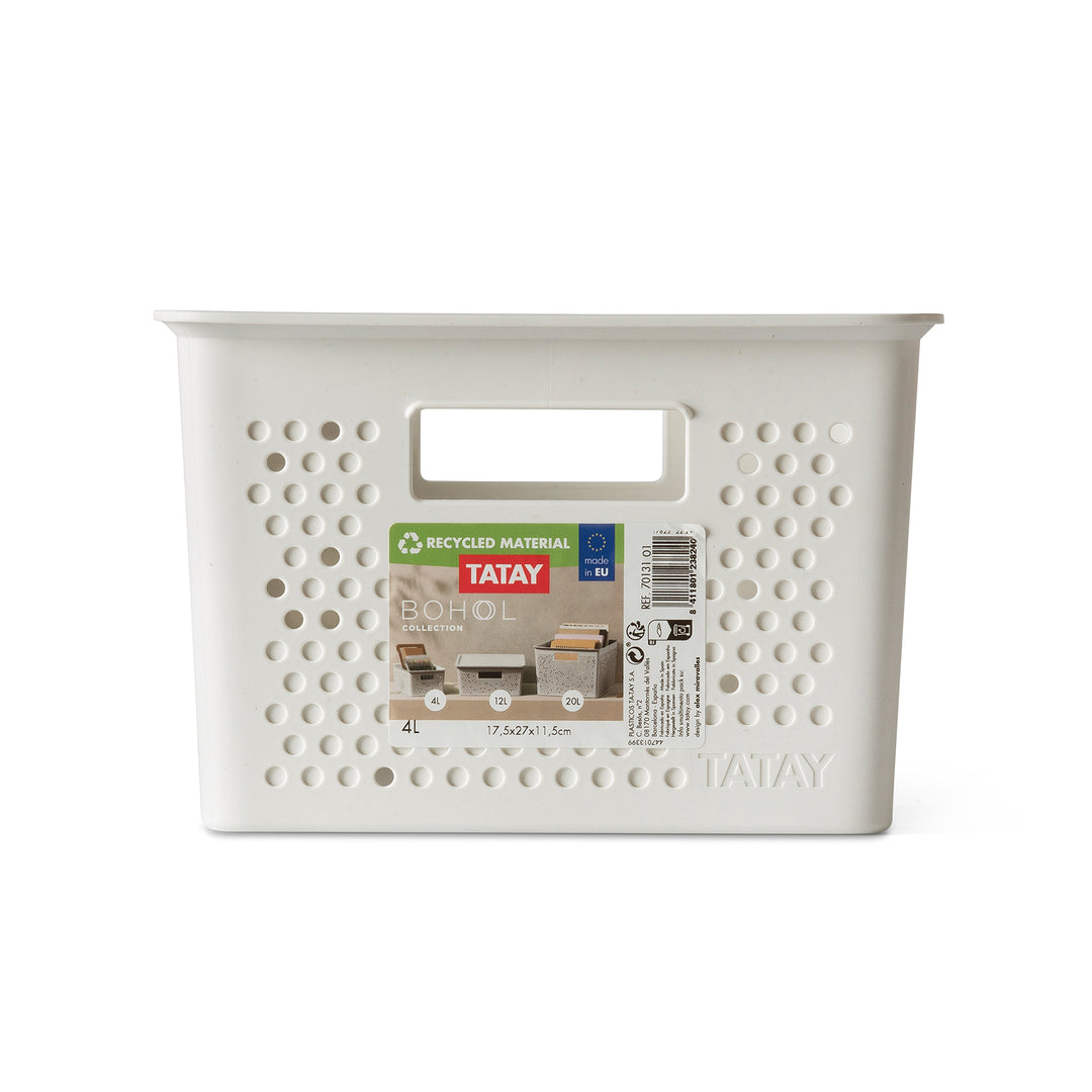 TATAY Bohol - Caja Organizadora Rectangular 4L Plástico Reciclado. Sky White