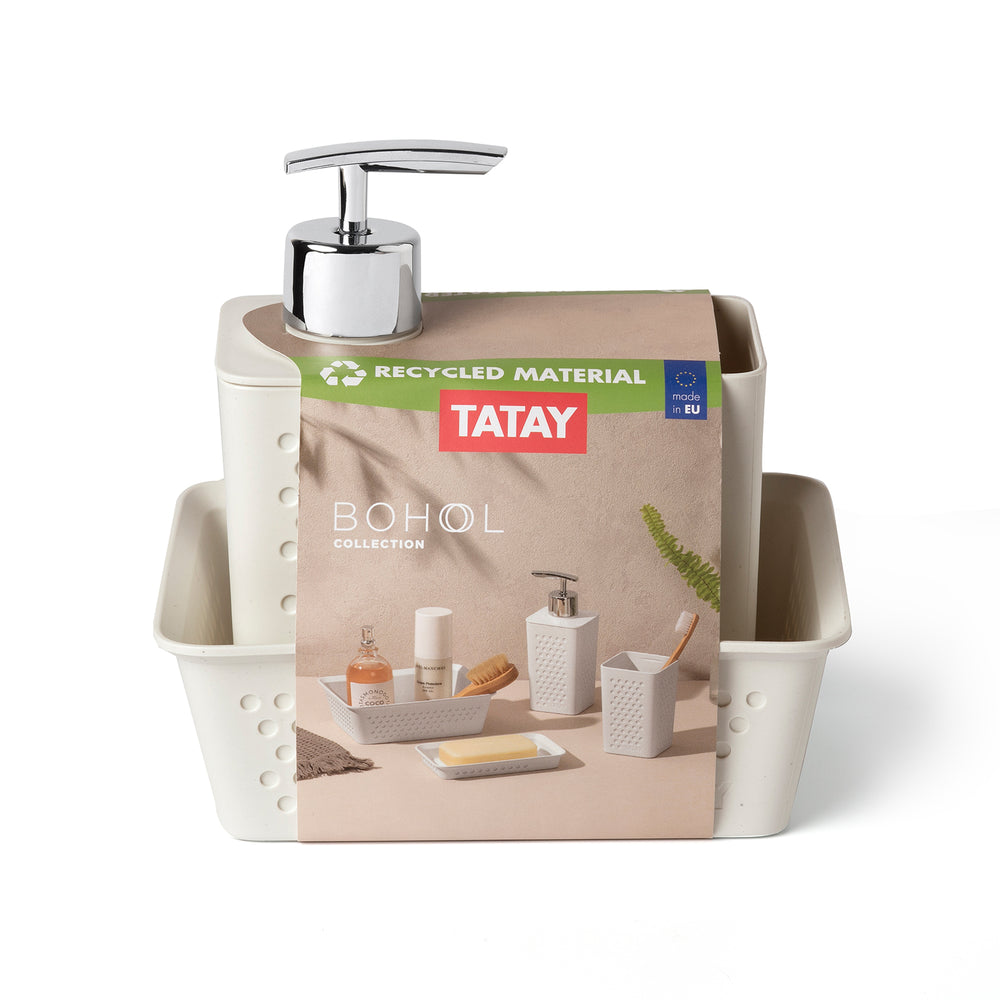 TATAY Bohol - Juego de Accesorios de Baño 3 Piezas en Plástico Reciclado. Sky White