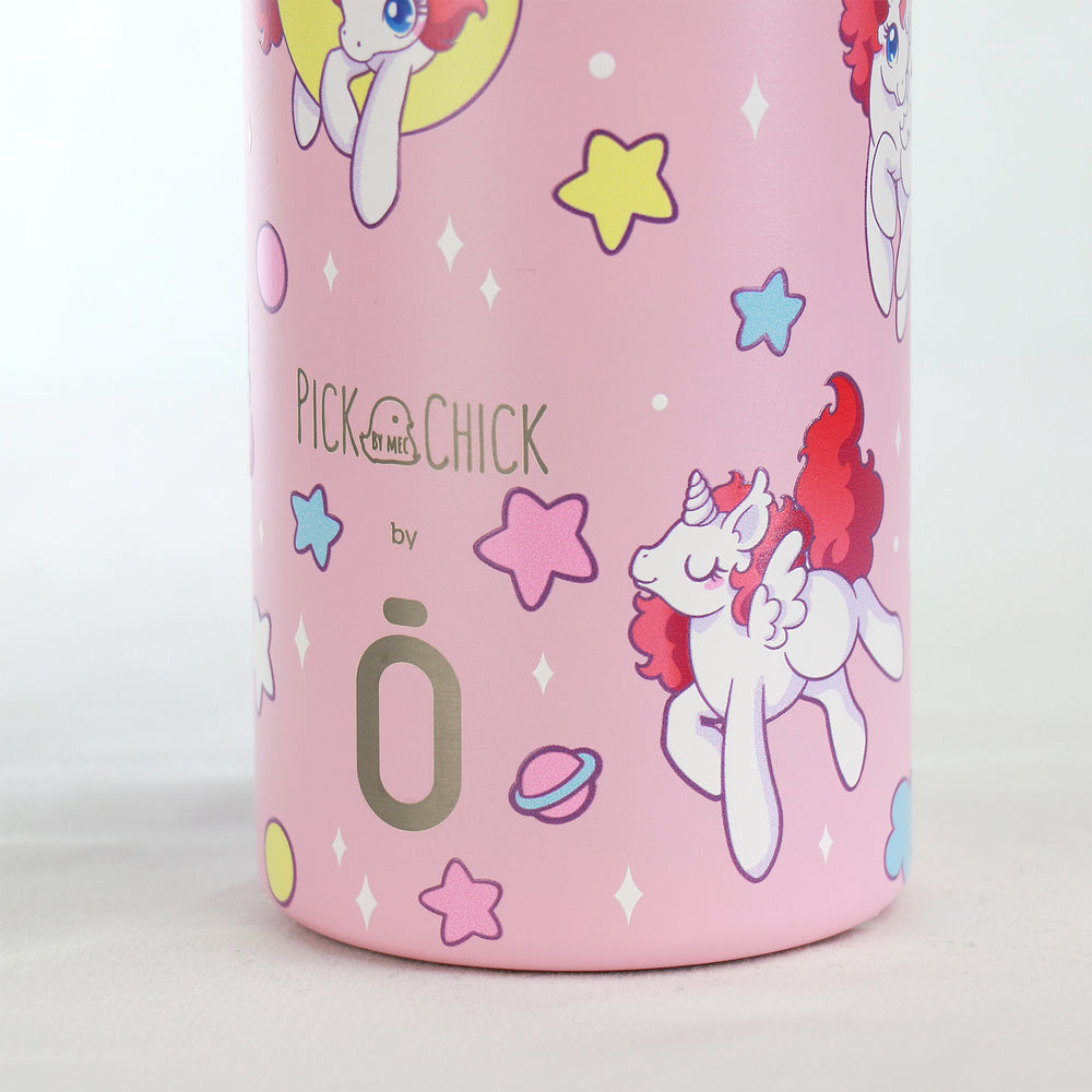 Runbott Pick Chick - Botella Térmica de 0.6L con Interior Cerámico. Kawaii Unicorns