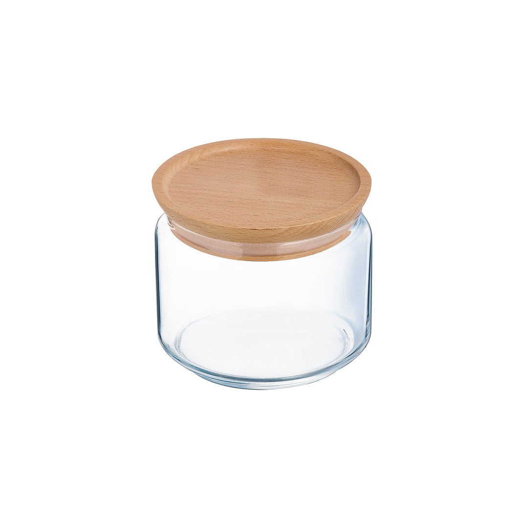 Luminarc Pure Jar - Bote Hermético Redondo de 0.5L en Vidrio con Tapa de Madera