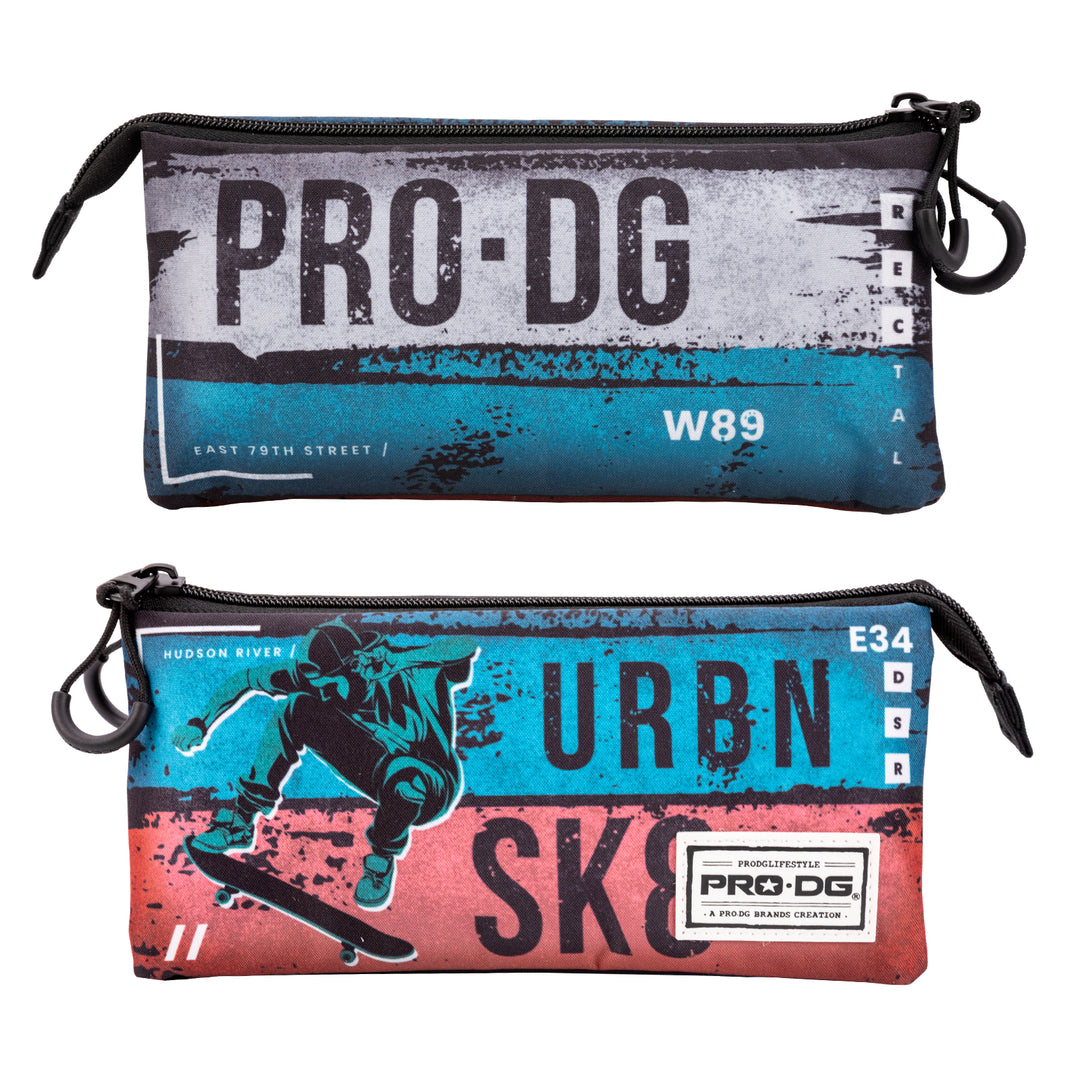 PRODG Urbansk8 - Estuche Escolar Triple Portatodo con 2 Cremalleras. Multicolor