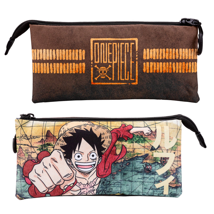 ColePack One Piece - Estuche Triple de 2 Cremalleras con Material Escolar. Map