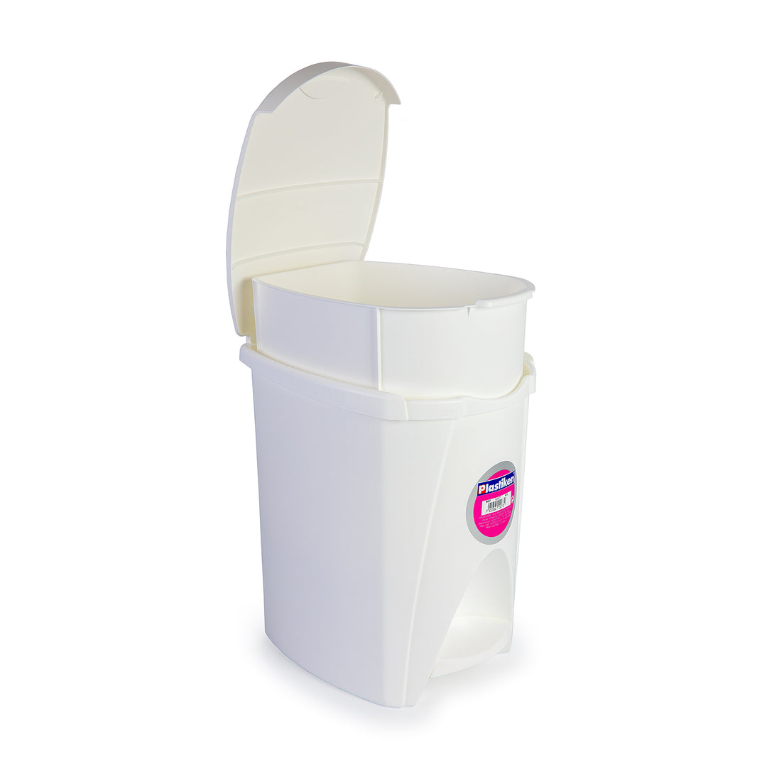 Plastiken Nature - Cubo de Basura Pequeño 7L con Pedal para Baño. Blanco