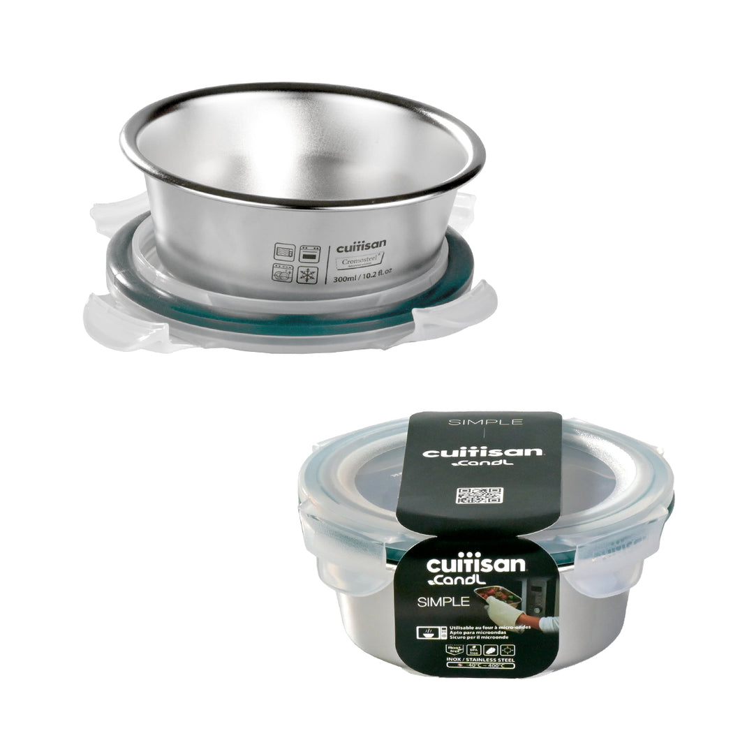 Cuitisan Simple - Recipiente Redondo de 0.3L en Acero Inoxidable Apto Microondas