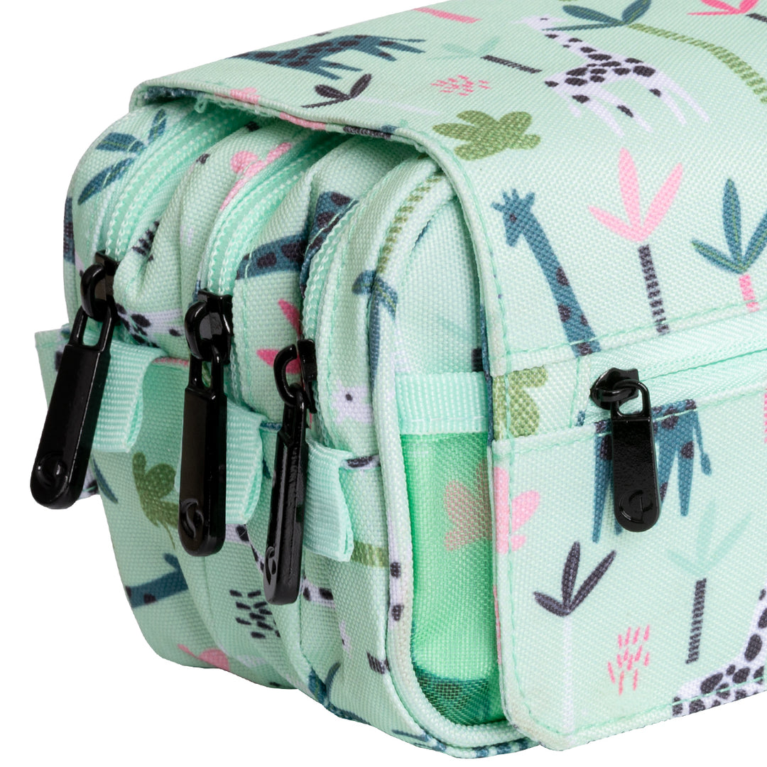ColePack Design - Estuche Triple de 3 Cremalleras con Material Escolar Incluido. Jungle