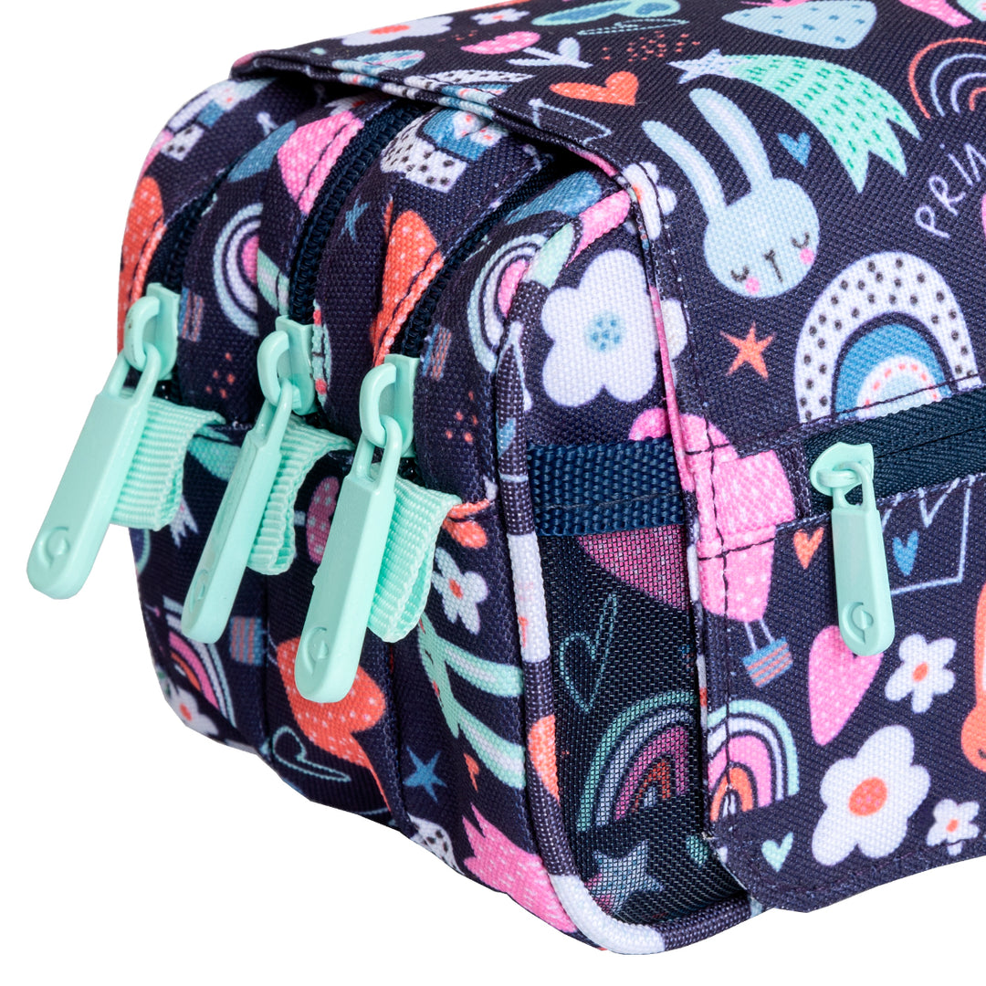 ColePack EcoDes - Estuche Triple de 3 Cremalleras con Material Escolar Incluido. Princess
