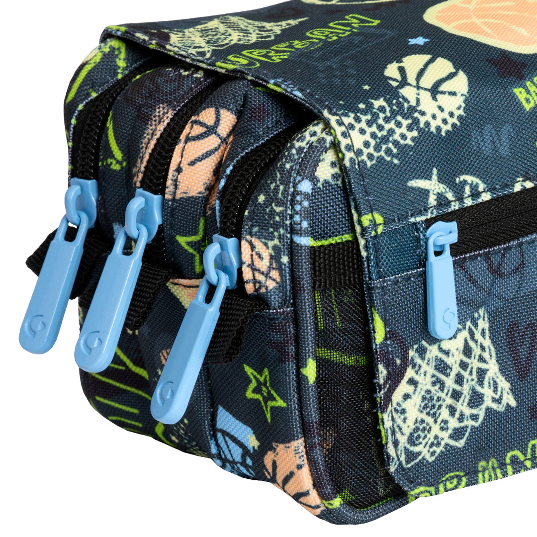 Grafoplás Design - Estuche Portatodo Triple con Solapa para Material Escolar. Streetball