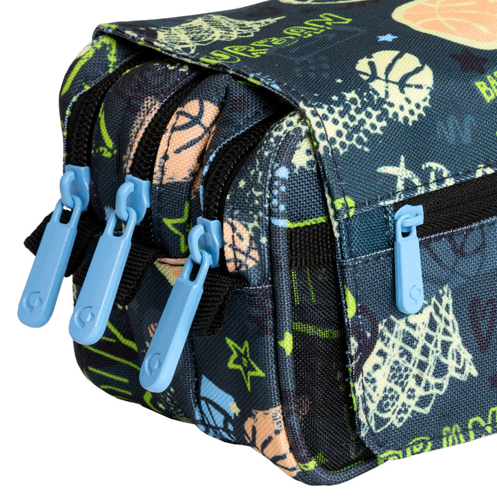 Grafoplás Design - Estuche Portatodo Triple con Solapa para Material Escolar. Streetball