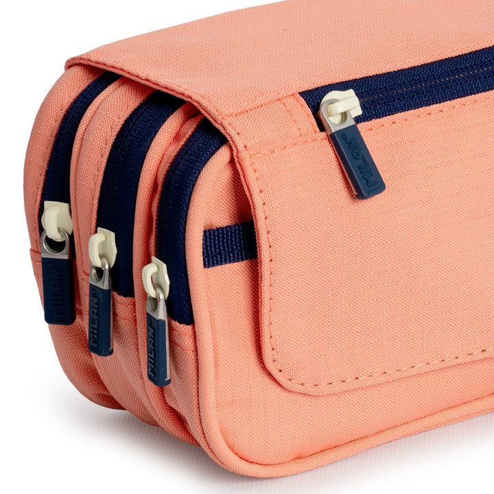 ColePack Milan - Estuche Triple de 3 Cremalleras y Material Escolar Incluido. Rosa 1918