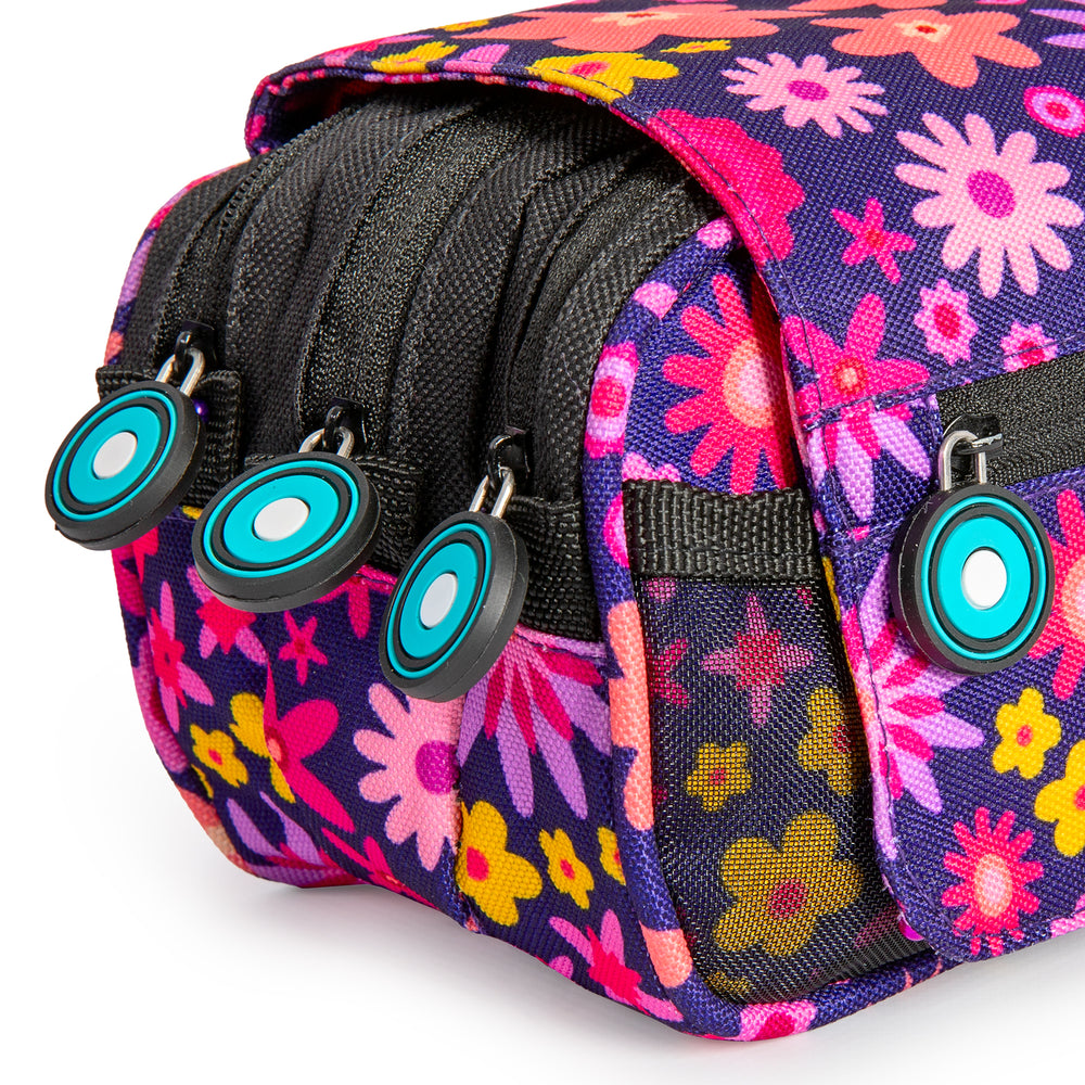 ColePack Design - Estuche Triple de 3 Cremalleras con Material Escolar Incluido. Flowers