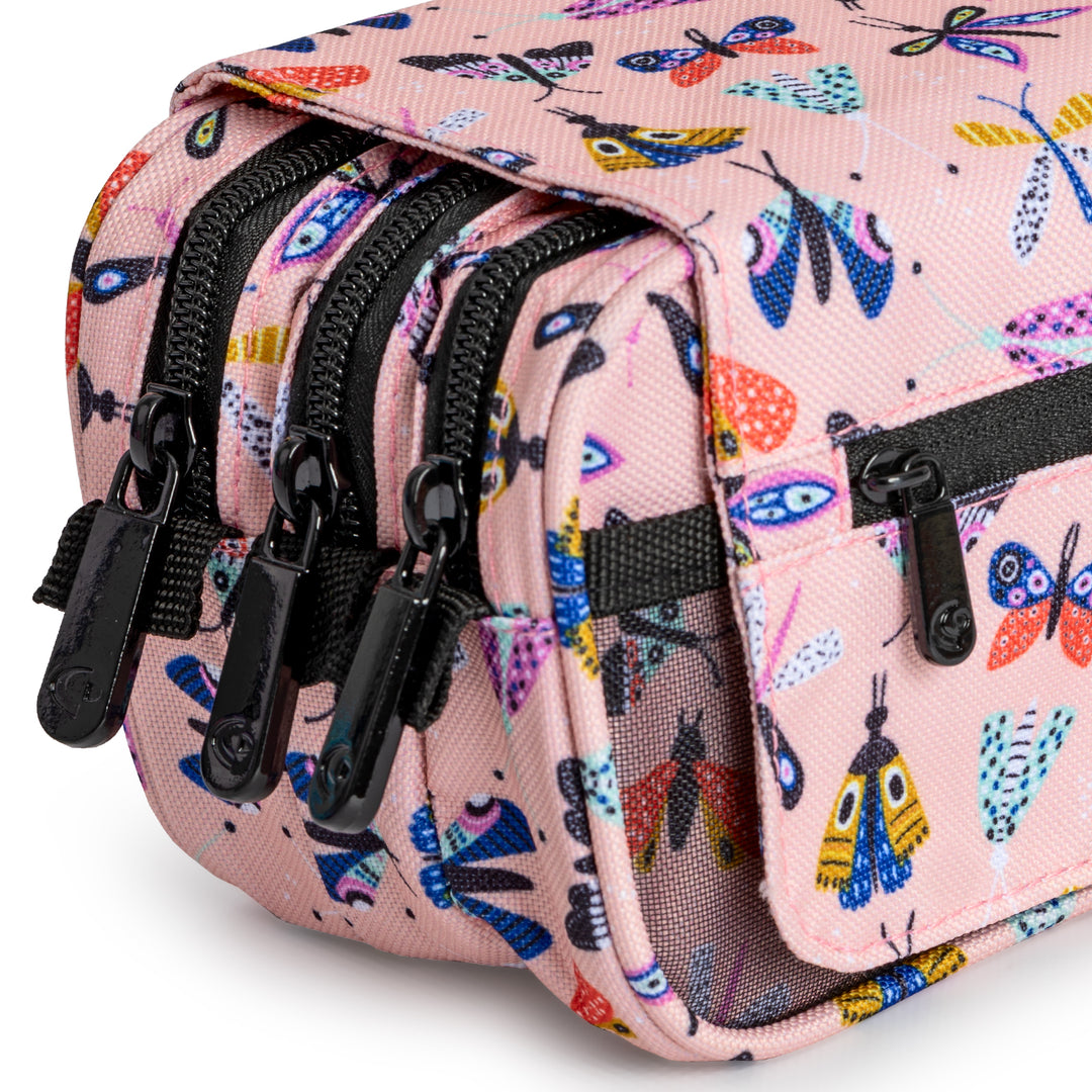 ColePack Design - Estuche Triple de 3 Cremalleras con Material Escolar Incluido. Butterfly